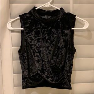 Black velvet crop top